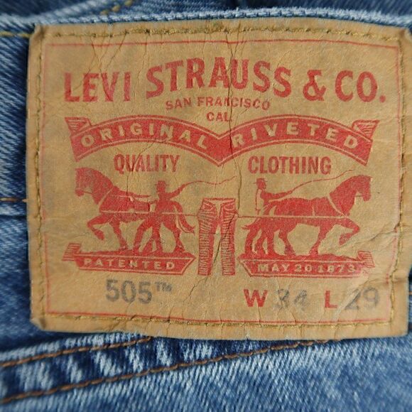 LEVI'S 505 BLUE DENIM STRAIGHT LEG JEANS MENS SIZE W34 L29 - Picture 2 of 9